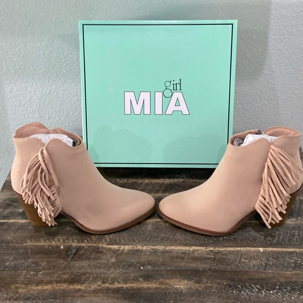 Mia Girl fringe boots in blush.  Super cute!! Brand new, never worn in box.